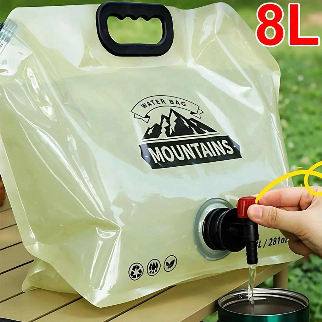 8L Portable Water Bag Folding Bucket Water Container Jug Bottle Pouch Outdoor Travel Camping with Handle Camping Supplies