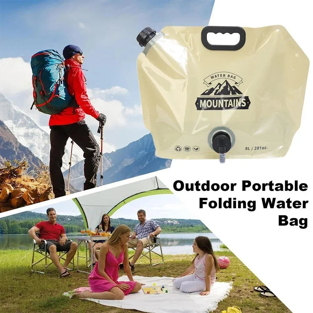 8L Portable Water Bag Folding Bucket Water Container Jug Bottle Pouch Outdoor Travel Camping with Handle Camping Supplies