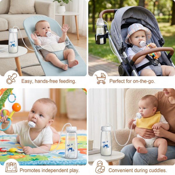Hands-Free Self-Feeding Bottle for Babies ( Allow to Open )